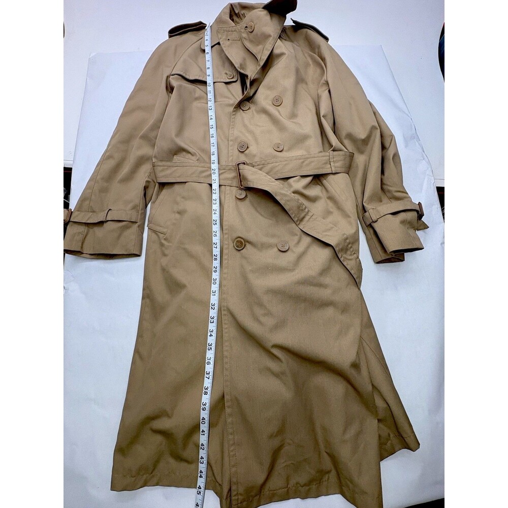 Vintage Repp Ltd Trench Coat Mens 42 Tan Plaid Lined Belted Korea - Picture 2 of 16